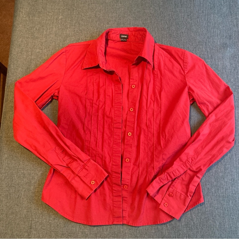 Espirit Red Cotton Button-Up Shirt